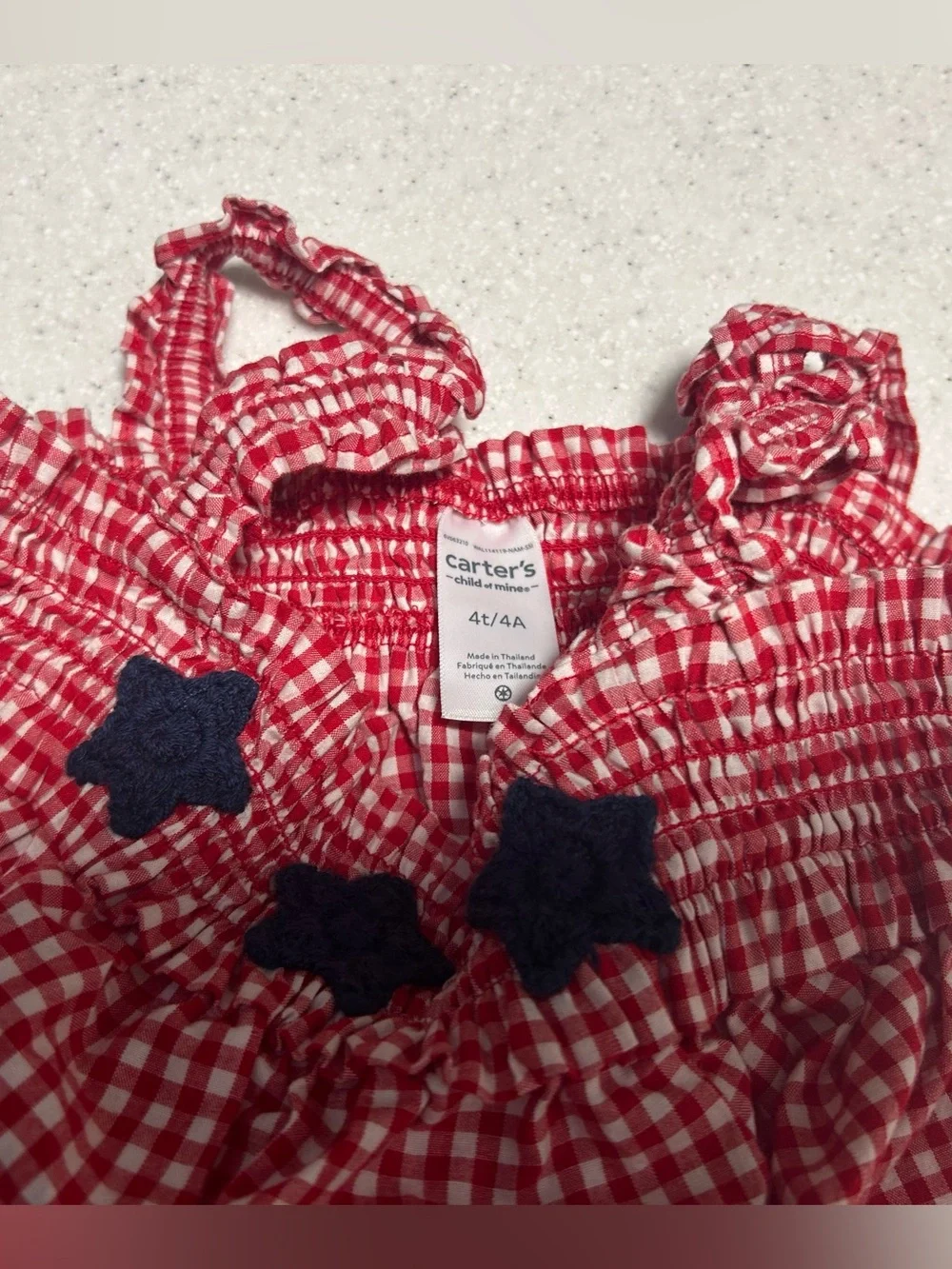 Carters Girls Red White Blue Star Tank Top & Shorts 2 Pc Set